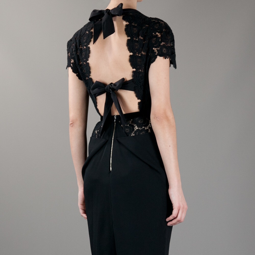 Roland Mouret black lace tie back cocktail dress